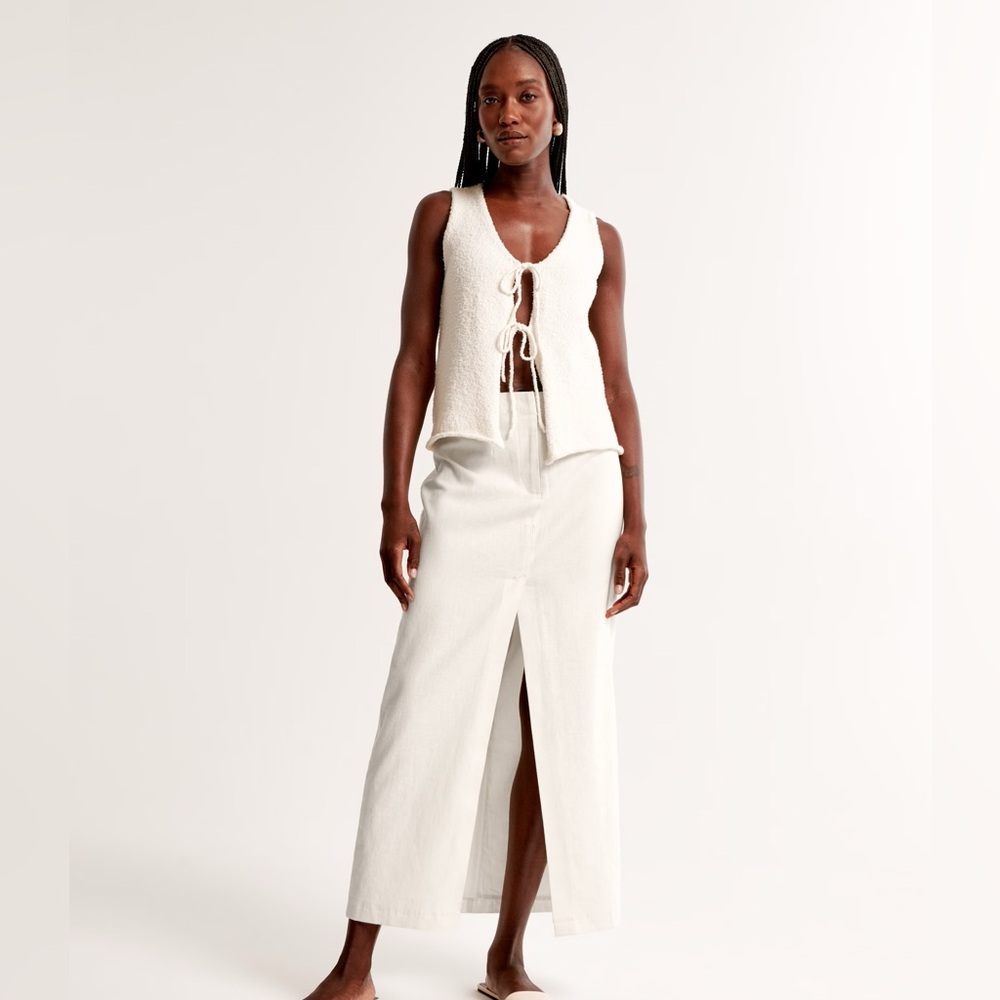 Abercrombie Mid Rise Linen-Blend Maxi Skirt